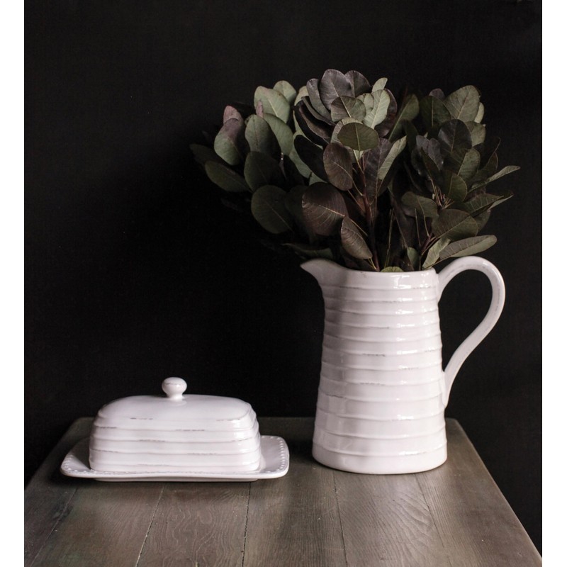 Creative Co-Op White Ceramic Pitcher