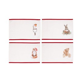 Wrendale Designs - Winter Wonderland' Christmas Animal Set of Four Fabric Placemats