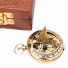Marine Sundial Compass with Nautical Solid Wooden Box Vintage Brass