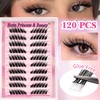 Selbstklebende Wimpern Cluster vorgeklebte Wimpernbüschel 120 Stück Flauschiges C Curl