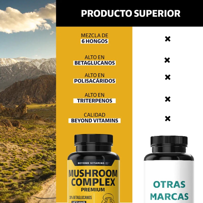 Mushroom Complex Hongos Adaptógenos Melena Leon Nootrópico Natural Vitaminas Mujer