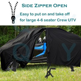 QYMOTO 4-6 Seater UTV Crew Cover,Waterproof Windproof 420D Heavy Duty for CFMOTO Uforce 1000 XL, Polaris RZR 900/1000 4,General 4,Ranger Crew,Can am X3 4 Door Maverick Defender,Kawasaki Teryx 4,Honda