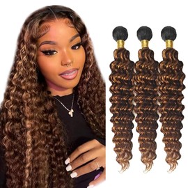 3LX 1BP430 Deep Wave Human Hair Extensions 28 30 32 inch