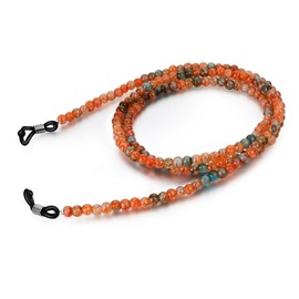 Natural Gemstone Jade Mask Holder, Necklace & Eyeglass Chain Vermilion