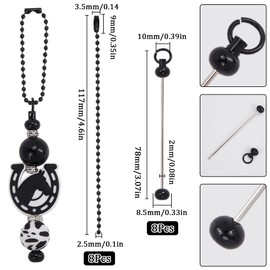 SUNNYCLUE 1 Box 8 Sets Cup Charm Chains Bulk DIY Cup Charm Black Sublimation Alloy Metal Key Chain Bar Blanks Cups Charms Accessories for DIY Crafts Gift Water Bottle Handle Women Decoration