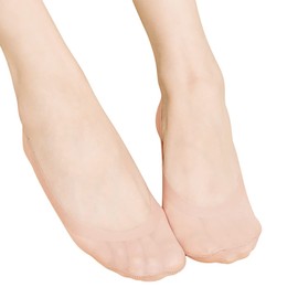 SUE&JOE Women's No Show Socks Ultra Low Cut Liner Socks Non Slip Nylon Invisible Hidden Socks for Flats (1pair Nude)