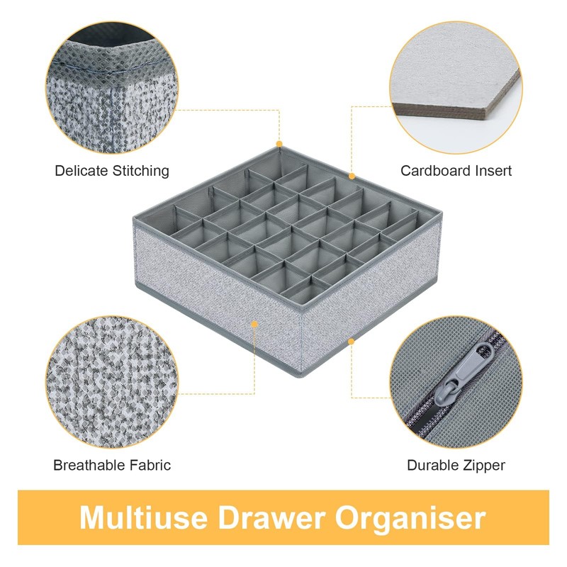DIMJ Pack of 2 Storage Boxes, 24 Cell Drawer Organiser,