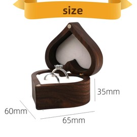 Wooden Ring Box Rustic Jewelry Storage Box Case Vintage Holder for 2 Rings Proposal Wedding Ring Box with 2 Slot Ceremony Engagement Gift Back Small Engagement Ring Holder Box