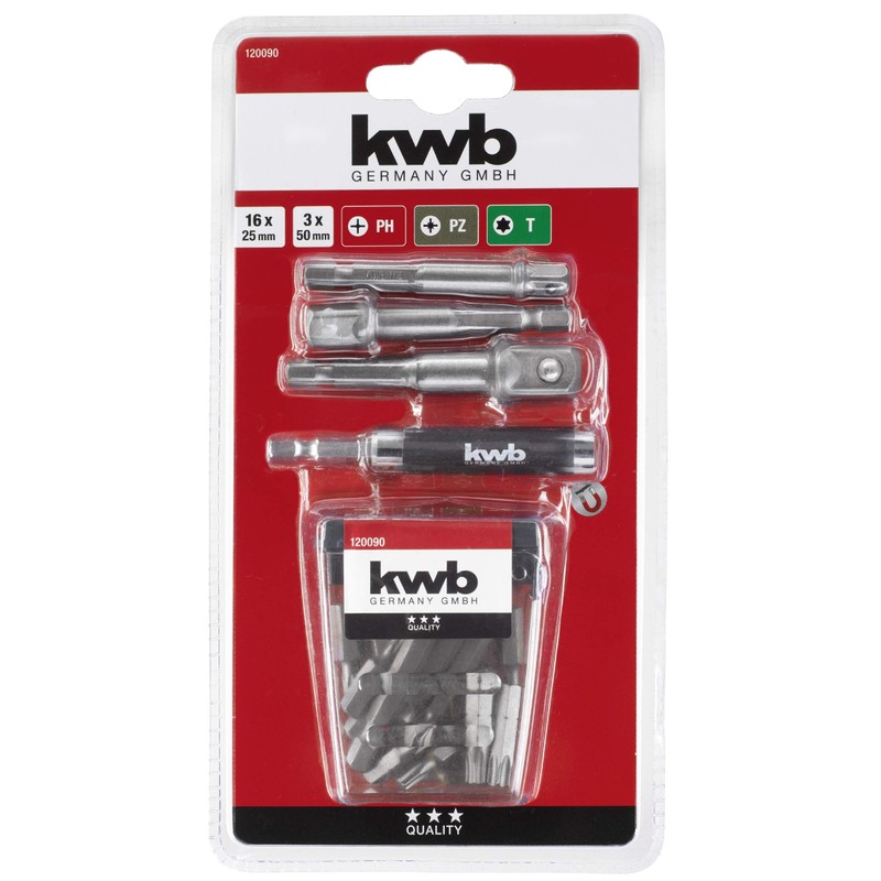 kwb 23-Piece Bit Set with Socket Adapter and Bit Holder