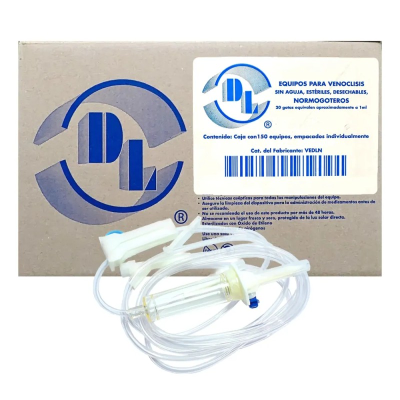 Equipo Para Venoclisis Normogotero Sin Aguja Caja 150 Piezas