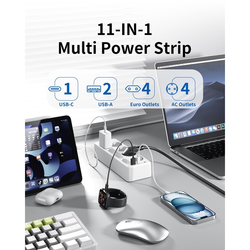 8-Way Power Strip with Surge Protection
