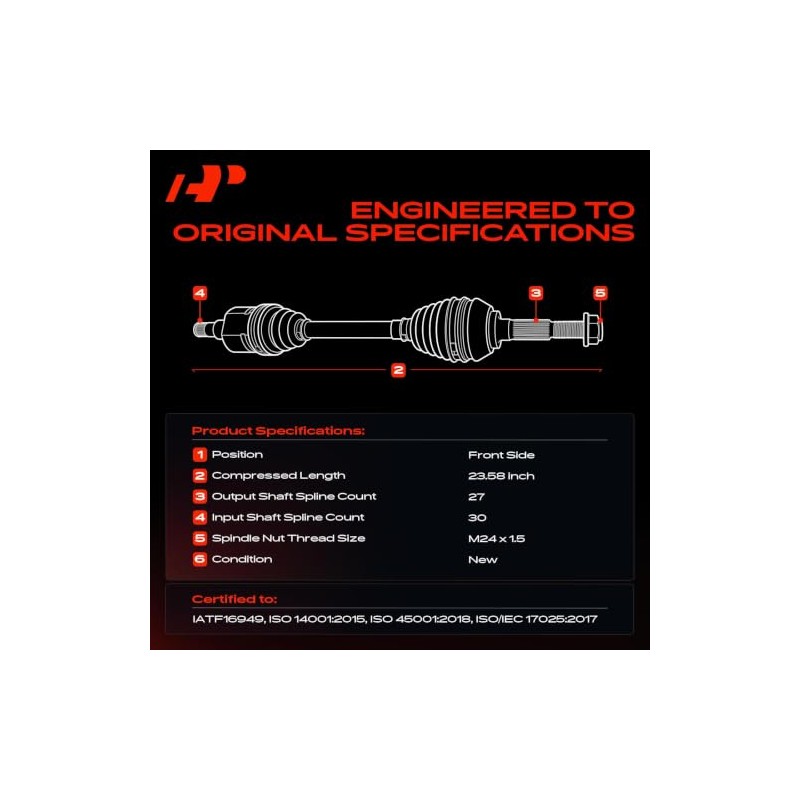 A-Premium - Conjunto de eje CV delantero izquierdo o derecho