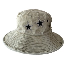 Jeans Denim Cowboy Hat for Women Y2k Crystal Star Washed Bucket Hat with String Sun Cap Foldable Safari Boonie Hat