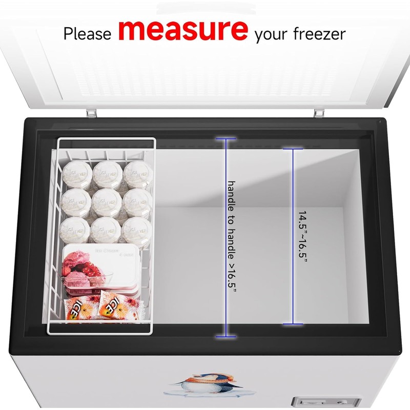 Slideep Chest Freezer Organizer Bins 16.5 Inch, Deep Upright Freezer