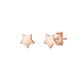 Glanzstücke München Women's Stud Earrings Star Sterling Silver Rose Gold-Plated – Earrings Star Shape Rose Gold Symbol Ear Jewellery Mini, Silver, No Gemstone