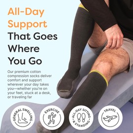 ZenToes Compression Socks for Women & Men, Gradual 15-20mmHg Compression Socks Men With Targeted Cushioning, Breathable Cotton Blend for All Day Comfort, Graphite, Large, Wide Width