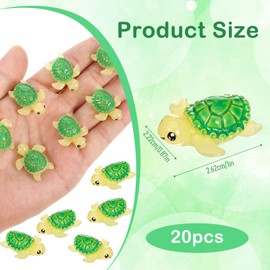 Heclia Mini Green Turtle, 20pcs Green Mini Resin Turtles Figurines, Tiny Fairy Garden Animal, Tiny Sea Turtle Animals Bulk for Outdoor Decor, Ocean Animals Figures, Micro Landscape Decor Ornament, DIY