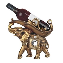 ICE ARMOR 11.25" W Golden Thai Elephant Wine Rack Bottle Holder Dining Room Figurine Statue Sculpture Ornament Decoration Home/Room Decor Ideas