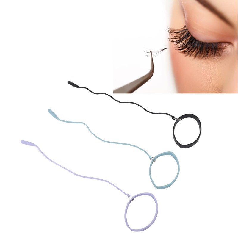3PCS Eyelash Extension Tweezers Holders Bracelet Silicone Ring Tweezers Protector