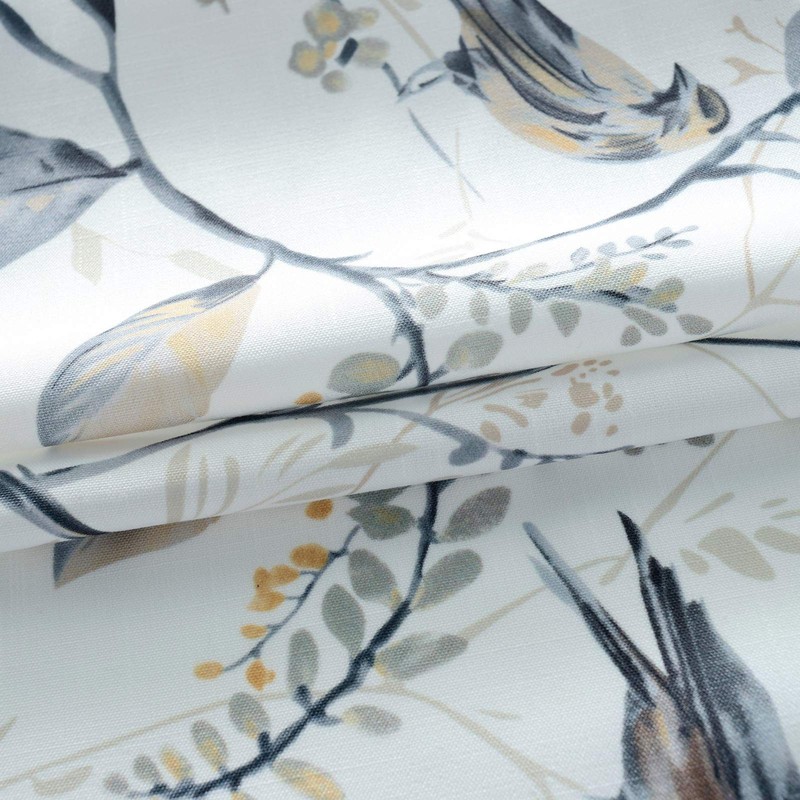 VOGOL Gray Birds Valance for Kitchen Windows Floral Print Window