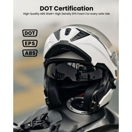 ILM Motorcycle Modular Full Face Helmet Flip up Dual Visor Motorbike Moped Street Bike Racing for Adult,Men and Women DOT Model 906(White,Large)