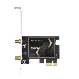 Tylogy WiFi 7 BE6500Mbps PCIe Card, Bluetooth 5.4, Tri-Band 6GHz/5GHz/2.4GHz, WPA3, Dual High-Gain Antenna, Mediatek MT7925 160MHz, Compatible with Windows 11