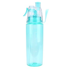 Botellas de agua con rociador, 4 colores, 600 ml Botella plástica transparente antifugas para deportes (Azul)