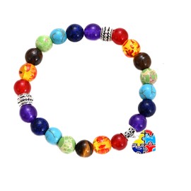 YYDSVOVO Autism Awareness Bracelet 7 Chakra Autism Awareness Jewelry Puzzle Piece Heart Pendant Autism Charm Bracelet for Women (style 1)