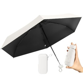 Folding Parasol, For Rain or Shine, Lightweight, Compact, UV Protection, UPF Highest Rank 50+, Light Blocking, Heat Blocking, Folding Umbrella, Small, Men's Parasol, ③ Pure White