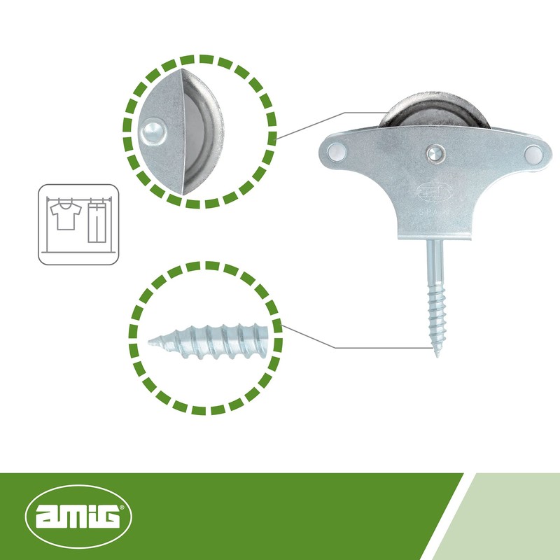 Amig - Clothes Line Pulley Steel Casing Metal 39mm Pulley