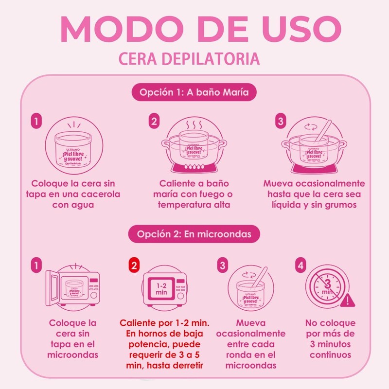 ULTRAMO Cera para Depilar - Rosa Cera Epiladora Suave