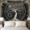 Betylifoy Tree of Life Tapestry Moon and Sun Black Wall