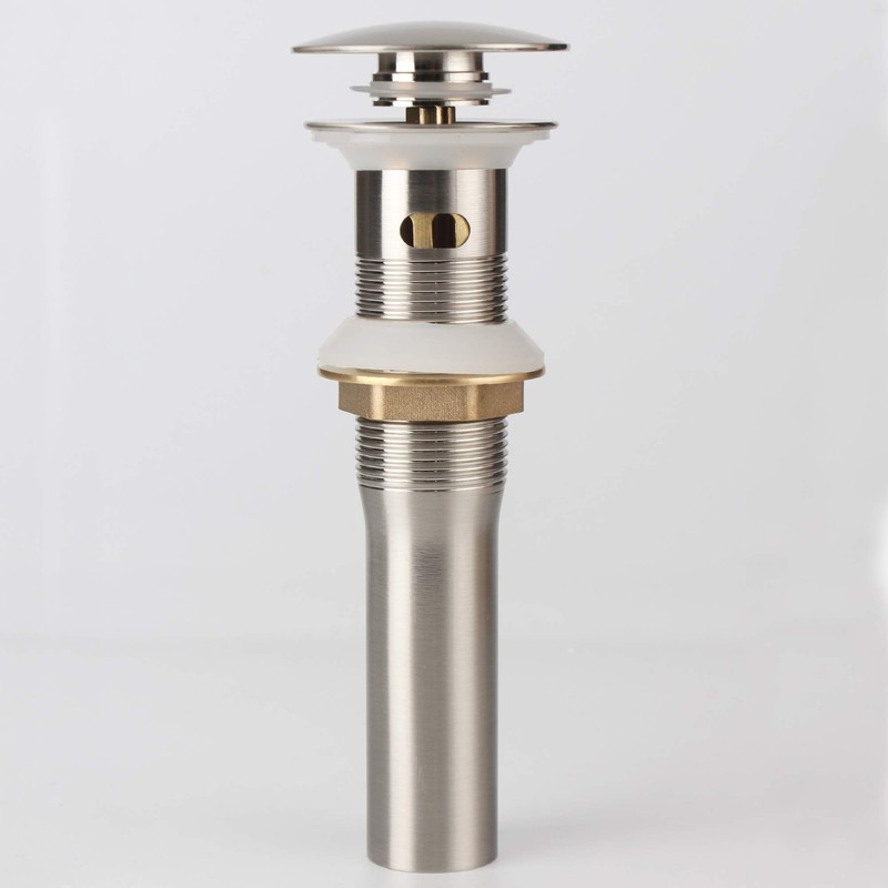 Brushed Nickel Pop Up Sink Drain with Overflow, Bathroom Faucet