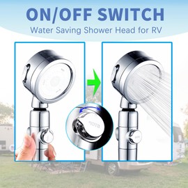 RV Shower Head with Hose, High Pressure RV Shower Handheld with Filter, RV Shower Head 360 Degrees Rotating, Water Saving Shower Head for RV Replacement Accessories, Camper, Motorhome, Sliver