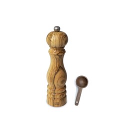 Peugeot Paris Olivier Pepper Mill Gift Set Olive Wood - With Wooden Scoop (9 -Inch, Pepper Mill w/Scoop)