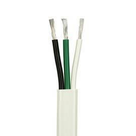 14/3 AWG UL 1426 (The Real Thing) Triplex Flat Marine Wire - Tinned Copper Boat Cable - 30 Feet - White PVC Jacket