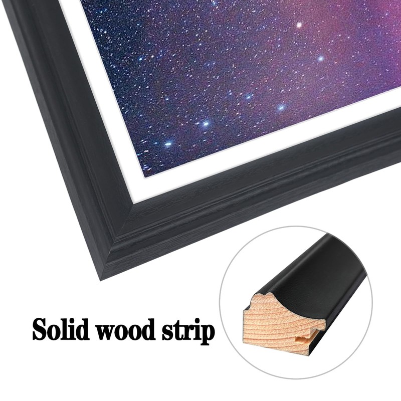 XYFBYSH 19x26 Picture Frame Solid Wood Black, Display 17"x24" (With