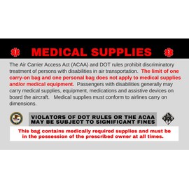 Liquid Medication Luggage Tag - Handle with Care, DOT and ACAA regulations (LQLM-119) Quantity (3)