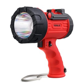 YIERBLUE Rechargeable Spotlight with Super High Lumen LED, IP67 Waterproof Handheld Flashlight Searchlight with Detachable Red Light Filter, Long Running
