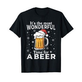 Funny Christmas Pajama Outfit Men Women Beer Mug Santa Hat T-Shirt