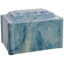 Sky Blue Acadia Cultured Marble Cremation Urn - 210 Cubic Inch Capacity - Cremation Urn for Human Ashes - Suitable for Ground Burial or Home Memorial