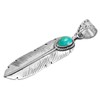 Turquoise Feather Pendant Necklace Sterling Silver 925 (Sterling Silver Pendant,