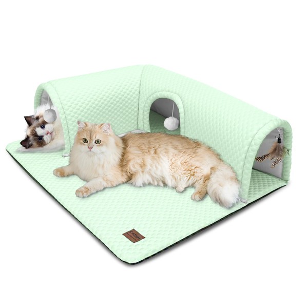 CATISM Cooling Cat Tunnels Bed - Cat Beds with Tunnel,