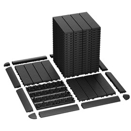 GOOFCXO 44 PCS 12"x12" Interlocking Deck Tiles, 44 Sq.Ft. Plastic Outdoor Patio Flooring Boards All Weather Use Patio Floor Decking Tiles Waterproof Non-Slip for Pool Porch Balcony Backyard