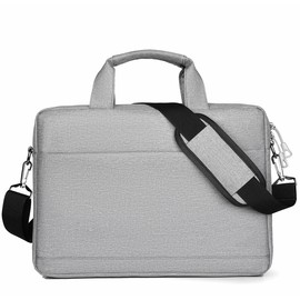 Laptop Bag Carrying Case Briefcase Waterproof Oxford Cloth Large Capacity for Work Office Grey 14in
