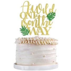 Qertesl Decoración para tartas con temática de animales de la selva de safari, decoración de revelación de género, decoración tropical hawaiana para baby shower, suministros de decoración de pasteles para fiestas de cumpleaños infantiles