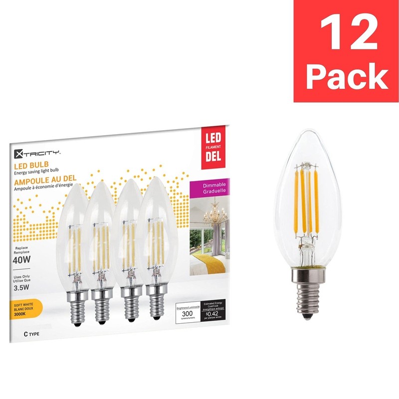 Xtricity LED E12 Light Bulb, B11 3.5W Torpedo Filament Chandelier