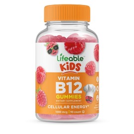 Lifeable Vitamin B12 for Kids - 1000mcg - Great Tasting Natural Flavor Gummy Supplement Vitamins - Gluten Free Vegetarian GMO-Free Chewable - Energy, Mood, Metabolism Support - for Kids - 90 Gummies
