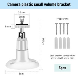 3 Pack Camera Wall Mount Brackets for Ring, White 360° Adjustable Security Camera Bracket Outdoor Camera Mount Adjustable Security Indoor Outdoor Mount Bracket Easy Installation for Indoor and Outdoor