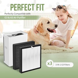 Nisreen 3-Pack G3 H13 HEPA Replacement Filter Compatible with AMEIFU G3 Air Pu-rifier (Sferf-30) and VEWIOR A3 Air Pu-rifier, G3 H13 HEPA Filter with 3-IN-1 High-Efficiency Filtration